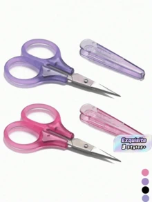 1 Piece Of Mixed Color Round Head Mini Safety Scissors-Multifunctional Stainless Steel Craft And Beauty Scissors, Purple And Pink, Very Suitable For Paper Trimming And Detail Work, Handicraft, Beauty Scissors - multicolor - View 1