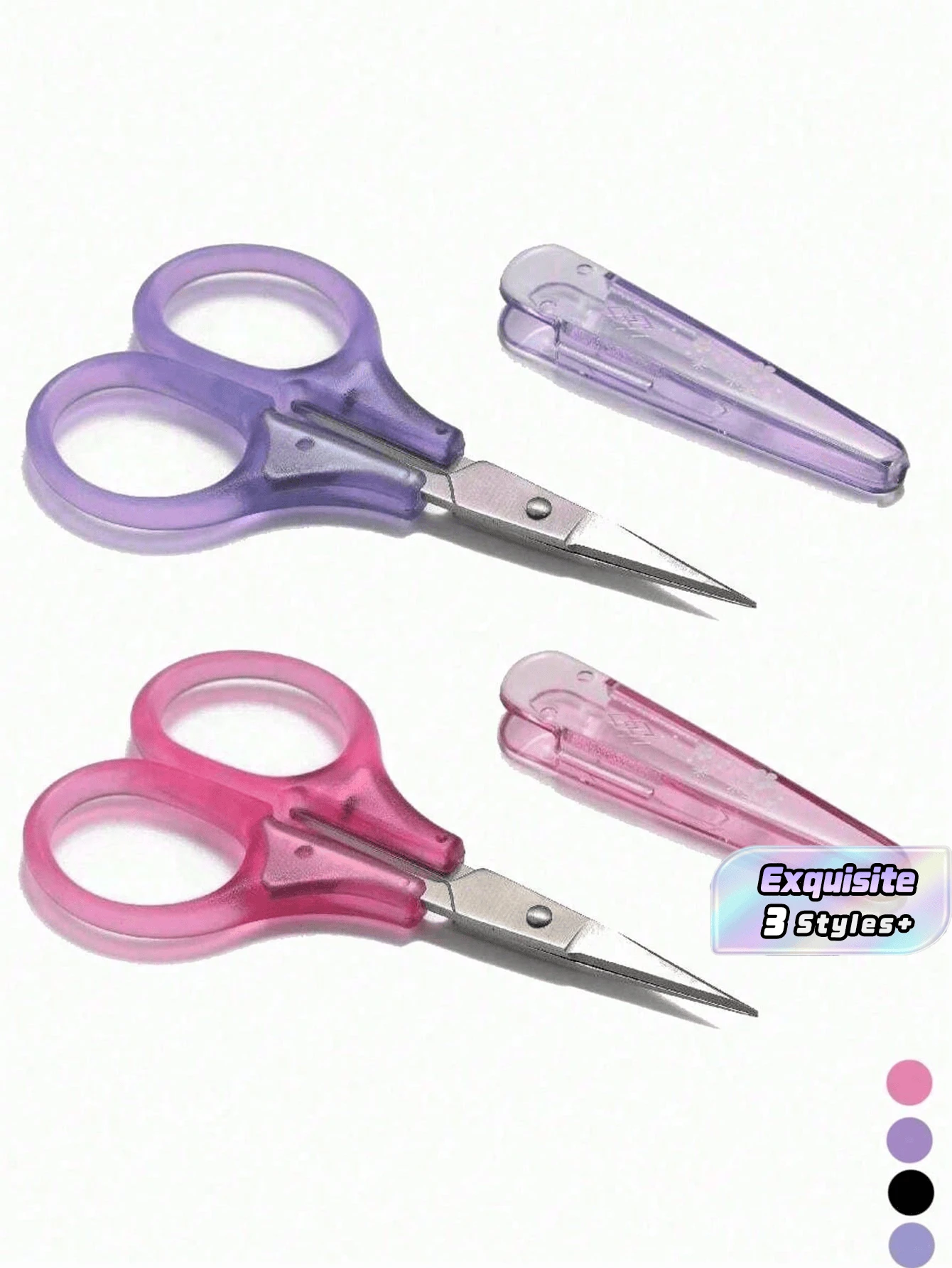 1 Piece Of Mixed Color Round Head Mini Safety Scissors-Multifunctional Stainless Steel Craft And Beauty Scissors, Purple And Pink, Very Suitable For Paper Trimming And Detail Work, Handicraft, Beauty Scissors - multicolor - View 1