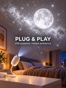 1pc USB Starry Night Projector Lamp, Portable Flexible Projection Night Light With 3 Pattern Slides, Indoor Atmosphere Decor Light For Bedroom, Party, Home Decor, Ideal Gift For Friends, Family, Birthday - multicolor - View 5