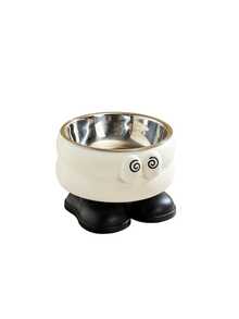 1pc Elevated Pet Bowl With Neck Protection, Anti-Slip Raised Cat Dog Bowl, Cute Cartoon Stainless Steel Food Dish, Anti-Tip Design For Small Pets - 400ml - View 9