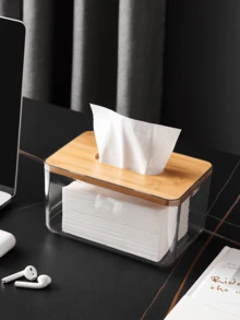 Elegant Bamboo Wood Tissue Holder, Decorative Tissue Storage Box For Living Room Coffee Table, Fits Napkins, Facial Towels And Tissue Paper - Multicolor - View 8