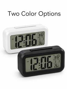 1 st modern multifunktionell digital väckarklocka med tid-, datum- och temperaturdisplay, 12/24-timmarsformat, snooze och nattlampa, skrivbordsklocka för studier och heminredning (batterier ingår ej) - flerfärgad - Visa 3