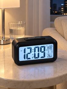 1 st modern multifunktionell digital väckarklocka med tid-, datum- och temperaturdisplay, 12/24-timmarsformat, snooze och nattlampa, skrivbordsklocka för studier och heminredning (batterier ingår ej) - flerfärgad - Visa 6