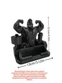 1PC 3D Printed Muscle Man Fitness Bodybuilder Sculpture Business Card Holder Desktop Organizer Stand Black Luxury Office Decor Gift For Men Gym Reception Desk Storage Rack - A - View 9