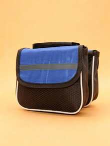 Red Black Blue Bike Saddle Bags, Reflective Bicycle Rear Storage Pouch With Adjustable Hooks, Waterproof Dual Rear Rack Bag For Mountain & Road Bikes - Multicolor - View 13