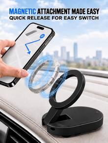 Teckwe 3-In-1 Magnetic Phone Holder With 18 Suction Cups, Adjustable Foldable Stand With Portable Hanging Clip For Gym, Travel And Desktop Use - Black - View 5