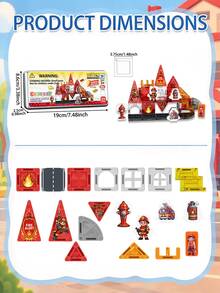 Magnetic Building Cubes Set, Firefighting Theme Creative Construction Magnetic Tiles, Magnetic Building Blocks, Parent-Child Interactive Stacking Game Toy For Boys And Girls,Preschool STEM Educational Sensory Magnet Toys,Christmas And Halloween Gifts - Multicolor - View 2