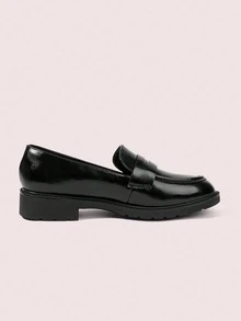CUCCOO DOLLMOD 女款 Penny Loafer 圓頭低粗跟優雅黑色休閒通勤鞋 - 黑色1 - 查看 4