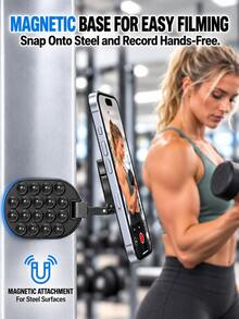 Teckwe 3-In-1 Magnetic Phone Holder With 18 Suction Cups, Adjustable Foldable Stand With Portable Hanging Clip For Gym, Travel And Desktop Use - Black - View 7