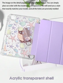 1PC Light Purple Shell Starfish Design, Suitable For IPad Protective Cases,Two Patterns Will Be Randomly Dispatched - Purple - View 14