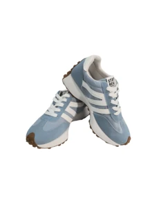 2026 Women'S Thick Sole Chunky Sneakers, Casual Lace-Up Platform Shoes, Breathable Patchwork Design, Comfortable For Spring/Summer - Blue - View 4