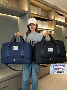 1pc Large Capacity Travel Duffel Bag Extra Large Overnight Weekender Tote For Women Multi Compartment Wet Dry Separation Side Pockets Shoe Compartment Lightweight Pattern Luggage For Travel Business Trip Fitness Gym Adventure Overnight - View 1