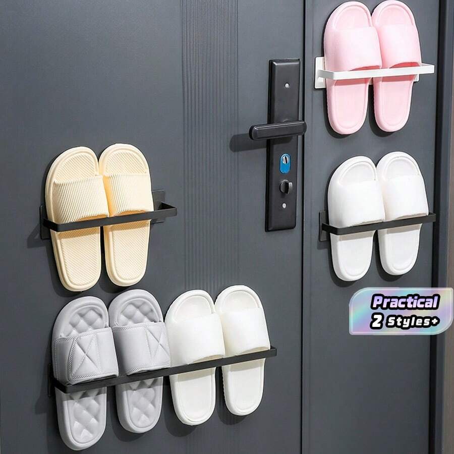 1pc Set Magnetic Folding Shoe Rack, Carbon Steel, Nail-Free Installation, Living Room Wall-Mounted Shoe Organizer
