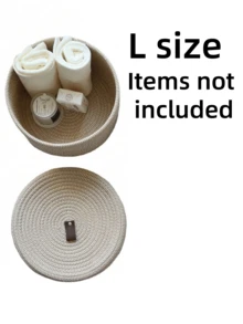 1PC Cotton Rope Storage Basket With Lid Handwoven Jute Round Multipurpose Organizer For Desk Toys Cosmetics Natural Home Decor Gift For Women Friends - Beige - View 6