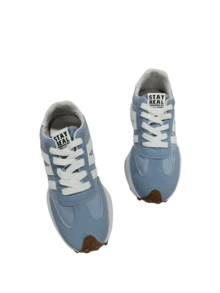 2026 Women'S Thick Sole Chunky Sneakers, Casual Lace-Up Platform Shoes, Breathable Patchwork Design, Comfortable For Spring/Summer - Blue - View 6
