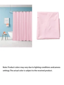 Pink Waterproof Anti Mildew Shower Curtain High Quality Machine Washable Fabric For Bathroom Balcony Separation Window Decor Modern Home Apartment Hotel Room Partition Privacy Drapes Bathroom Essentials Waterproof Curtain - Pink - View 3