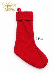 1pc 19 Inch Soft Sherpa Christmas Stocking, Minimalist Solid Color Fluffy Faux Shearling Xmas Gift Sock With Fold Over Cuff And Hanging Loop, Cozy Nordic Style Holiday Fireplace Mantel Decor, Christmas Tree And Home Party Decorations - 1PC - View 12