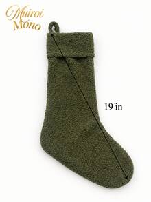 1pc 19 Inch Soft Sherpa Christmas Stocking, Minimalist Solid Color Fluffy Faux Shearling Xmas Gift Sock With Fold Over Cuff And Hanging Loop, Cozy Nordic Style Holiday Fireplace Mantel Decor, Christmas Tree And Home Party Decorations - 1PC - View 11