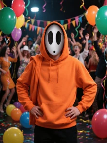1pc White Round Simple & Cute Shy Guy Mask, Suitable For Halloween, Christmas, Carnival Parties, Festivals, Gifts, Unisex, Fit For Party, Festival, Performance Costumes - Multicolor - View 7