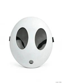 1pc White Round Simple & Cute Shy Guy Mask, Suitable For Halloween, Christmas, Carnival Parties, Festivals, Gifts, Unisex, Fit For Party, Festival, Performance Costumes - Multicolor - View 2