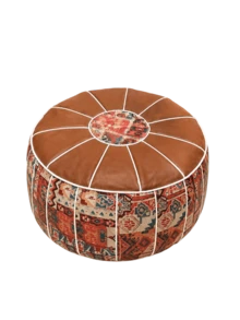 1pc Bohemian Floral Embroidered Storage Ottoman (Without Filling), Soft Hidden Clothing And Toy Storage, Waterproof Pu Leather, Providing Comfortable Experience For Every Home Space, Suitable For Living Room, Bedroom, And Entryway, Single Piece For - Coffee Brown - View 13