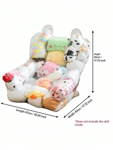 Large DIY Stuffed Toy Storage Sofa, Transparent PVC Bean Bag Chair With Double Zipper, Extra Large Thickened Foldable Toy Organizer Bed With Soft Cushion Seat, Visible Storage Ottoman For Playroom Bedroom Living Room,Reusable Material - White - View 11