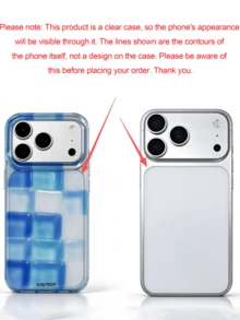 ShellaStory Simple Gradient Ice Blue Square Phone Case Compatible With IPhone 17 Pro Max 17 Pro 17 Pro 16 14 13 15 Pro Max 14 15 13 16 17 Minimalist Transparent Protective Cover - Blue - View 4