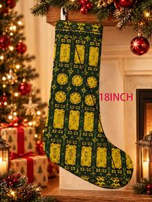 Retro Geometric Print Christmas Stockings, Large Xmas Hanging Socks For Home Fireplace Decor, Christmas Gift Holder - 1PC - View 2