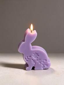 Embossed Flower Sitting Rabbit Silicone Mold, DIY Epoxy Resin Candle Plaster Craft Mold, Cute Bunny Ornament Making Mold For Easter Home Decor & Handmade Gift - multicolor - View 2