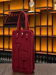 1Pc, Felt Wine Carrier Bag , Dual Bottle, Champagne Tote, Wine Gift Packing, Festive Handheld Box, For Celebration And Holiday Presents,Christmas - Multicolor - View 7