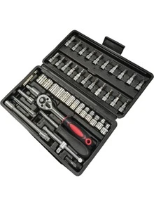 46-Piece Professional Car Repair Tool Set: Portable, Durable And Easy To Use - Suitable For Car, Boat, Motorcycle Repair And Home Industrial Maintenance - Includes Carrying Bag - Multicolor - View 3