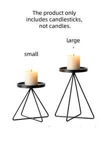 Ironwork Triangular Candle Holder, Wedding Photography Prop, Romantic Candlelit Dinner, Home Craft Item. - black - View 7