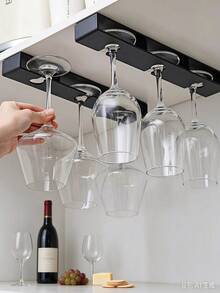 1pc Household Heat Resistant Practical Display Glass Cup Hanging Type No-Drilling Glass Cup Extra Thick Holder Home - Black - View 6