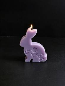 Embossed Flower Sitting Rabbit Silicone Mold, DIY Epoxy Resin Candle Plaster Craft Mold, Cute Bunny Ornament Making Mold For Easter Home Decor & Handmade Gift - multicolor - View 5