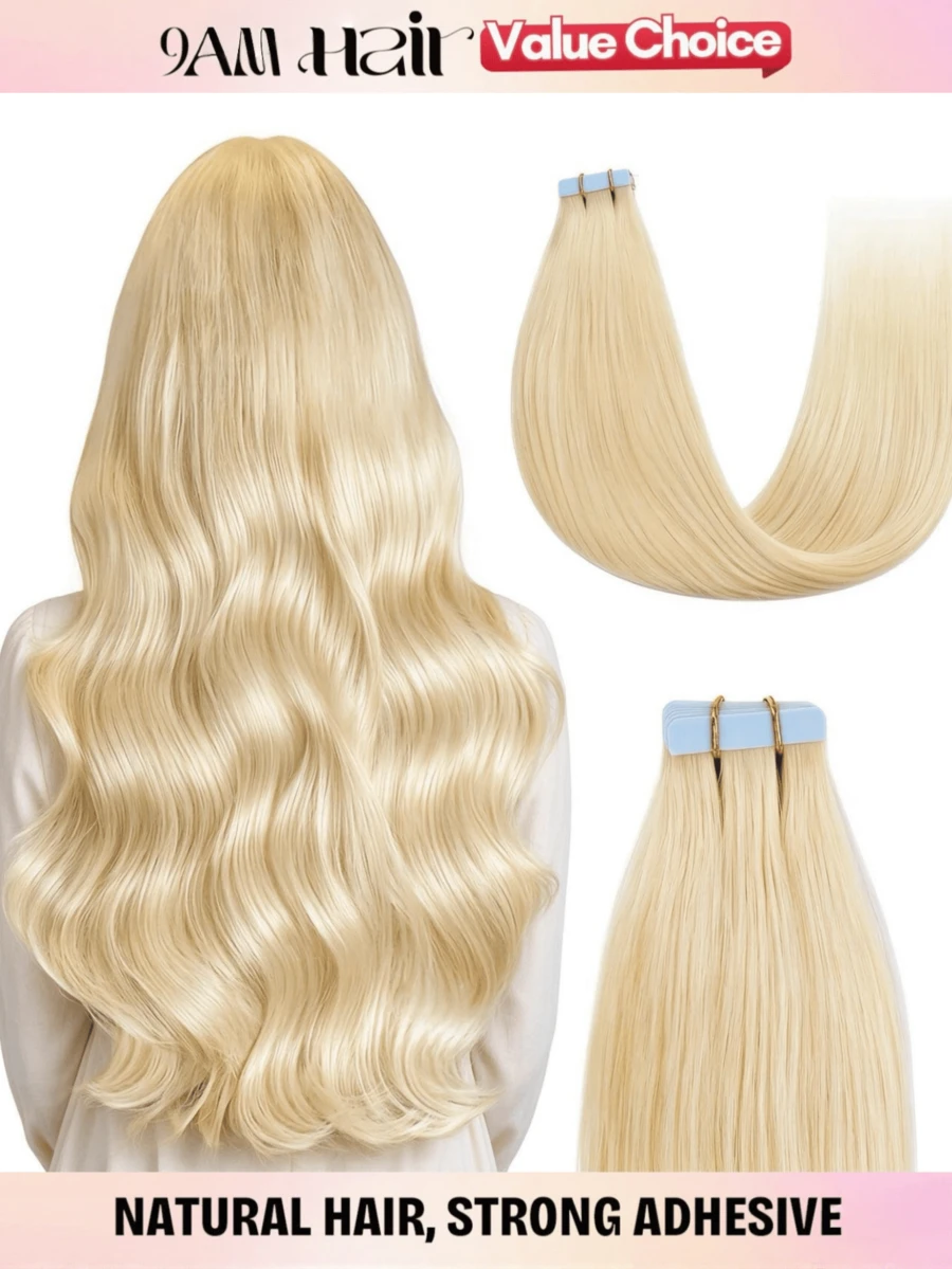 20Pcs 30g Tape In Human Hair Extension For Salon Silky Sealmles Invisible 613# Tape In Hair For Women Suitable For Use During Christmas And Halloween