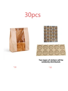 30/50pcs Kraft Paper Sourdough Bread Bags, With Foil Twist Tie Closure And Transparent Front Window, Includes 36 Label Sealing Stickers, Suitable For Homemade Baked Goods Storage And Gift Giving - View 9