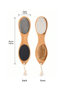 Haus Hana 1pc Multi-Functional 4-In-1 Foot Care Tool With Wooden Handle, Foot Scrub Board, Pumice Stone Foot Wash Brush, Cleans And Removes Dead Skin And Stubborn Calluses, Pedicure Brush, Ideal Household Foot Care Item - multicolor - View 7