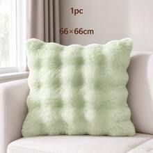 Cirelle 1pc Soft Plush Throw Pillow Cover, Luxury Faux Rabbit Fur Square Cushion Case, Decorative Fluffy Pillowcase For Sofa Couch Bedroom Home Decor, Solid Color, No Pillow Insert - Green - View 14