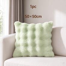 Cirelle 1pc Soft Plush Throw Pillow Cover, Luxury Faux Rabbit Fur Square Cushion Case, Decorative Fluffy Pillowcase For Sofa Couch Bedroom Home Decor, Solid Color, No Pillow Insert - Green - View 8