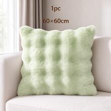 Cirelle 1pc Soft Plush Throw Pillow Cover, Luxury Faux Rabbit Fur Square Cushion Case, Decorative Fluffy Pillowcase For Sofa Couch Bedroom Home Decor, Solid Color, No Pillow Insert - Green - View 15