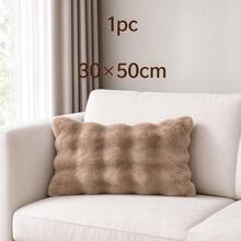 Cirelle 1pc Soft Plush Throw Pillow Cover, Luxury Faux Rabbit Fur Square Cushion Case, Decorative Fluffy Pillowcase For Sofa Couch Bedroom Home Decor, Solid Color, No Pillow Insert - coffee color - View 8