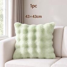 Cirelle 1pc Soft Plush Throw Pillow Cover, Luxury Faux Rabbit Fur Square Cushion Case, Decorative Fluffy Pillowcase For Sofa Couch Bedroom Home Decor, Solid Color, No Pillow Insert - Green - View 9