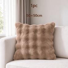 Cirelle 1pc Soft Plush Throw Pillow Cover, Luxury Faux Rabbit Fur Square Cushion Case, Decorative Fluffy Pillowcase For Sofa Couch Bedroom Home Decor, Solid Color, No Pillow Insert - coffee color - View 10