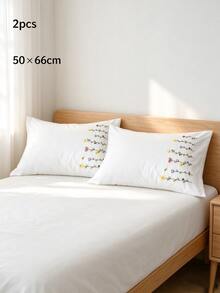 Cirelle 2pcs Embroidered Wildflower Pillowcases, Ultra Soft Polyester Pillow Covers With Colorful Floral Vine Border, White Botanical Pillow Shams For Bedroom Decor, Envelope Closure (No Insert) - White - View 9