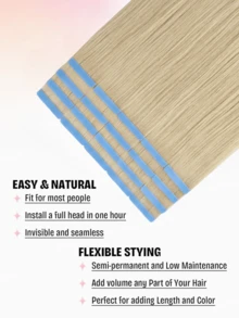 20Pcs 30g Tape In Human Hair Extension For Salon Silky Seamless Invisible 60# Tape In Hair For Women Suitable For Halloween - S60 - View 8