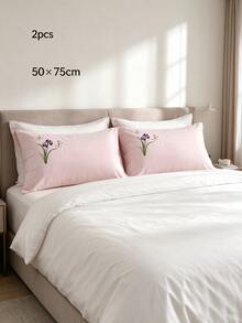 Cirelle 2Pcs Polyester Embroidered Envelope‑Closure Pillowcases Smooth Breathable Polyester Bedding Pillow Protector Case With Envelope Closure (No Insert) - Multicolor - View 7