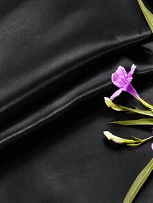 1Pc Soft Satin Fabric For Gift Wrapping, Dress, Blouse, Hanfu, Cheongsam & Wedding Gown, Ideal For Wedding DIY Crafts, Party & Room Decorations - Black - View 1
