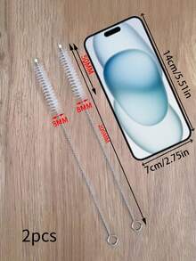 Zazumi 2/10PCS 20CM Long Nylon Bristle Cleaning Brush Kit Stainless Steel Telescopic Handle Dual Ended Scraper Narrow Bottle Straw Pipe Cleaner Laboratory Grade Heavy Duty Home - White - View 8