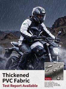Premium Version Unisex Adult Separate Rain Jacket & Pants Set, Full Body Heavy Rainproof Motorcycle Riding Rain Suit With Adjustable Hood, Full Coverage Waterproof Rain Gear For Work, Travel & Outdoor Activities - Knight Black - View 6