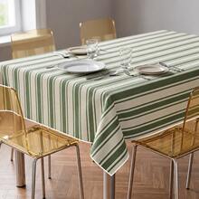 Joivida A Striped Tablecloth Made Of Peach-Pink Velvet, Easy To Clean, Suitable For Kitchen And Dining Room Decoration. It Is An Ideal Choice For Holiday Parties, Picnics And Home Arrangements. It Is A Practical And Beautiful Decorative Item, Durable. - green stripe - View 4